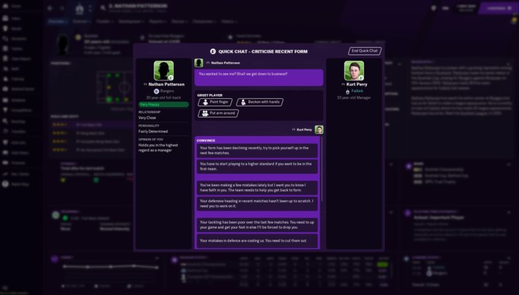 Football Manager 2021 Conversation