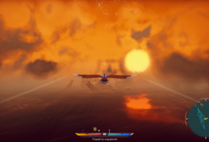 A screenshot of The Falconeer.